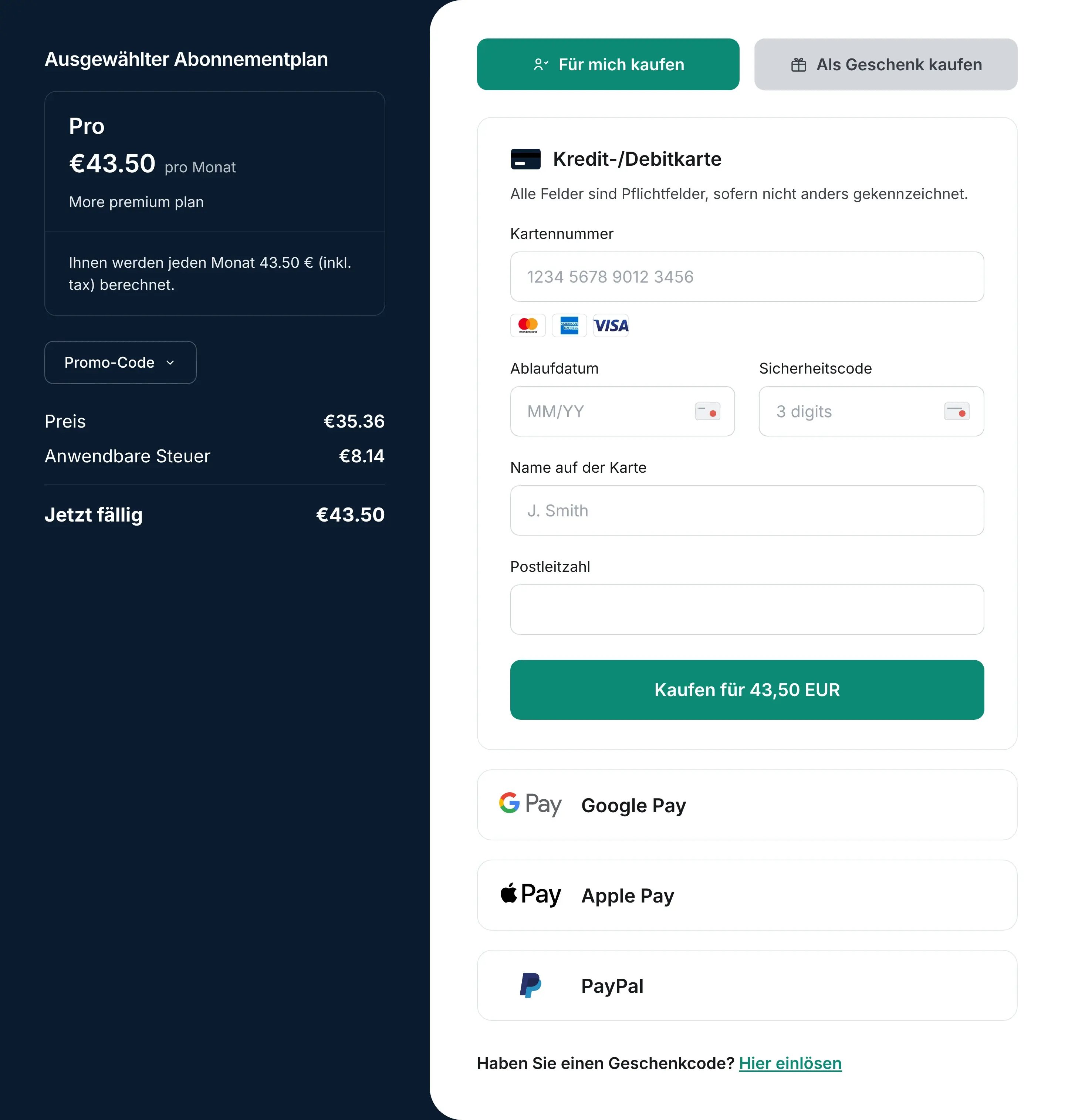 Cleeng Checkout german