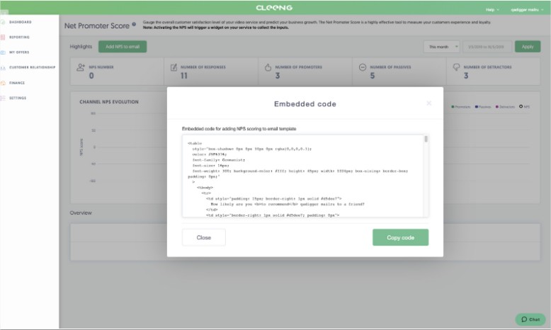 Embedded code in NPS dashboard