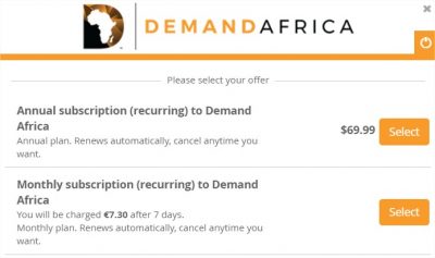 Demand Africa subscription options