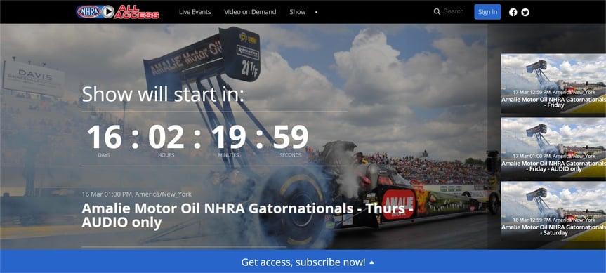NHRA All Access - powered by Cleeng