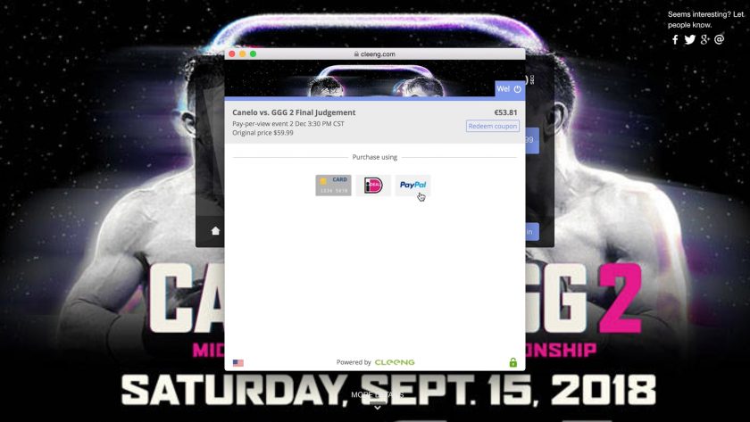 Cleeng PPV checkout
