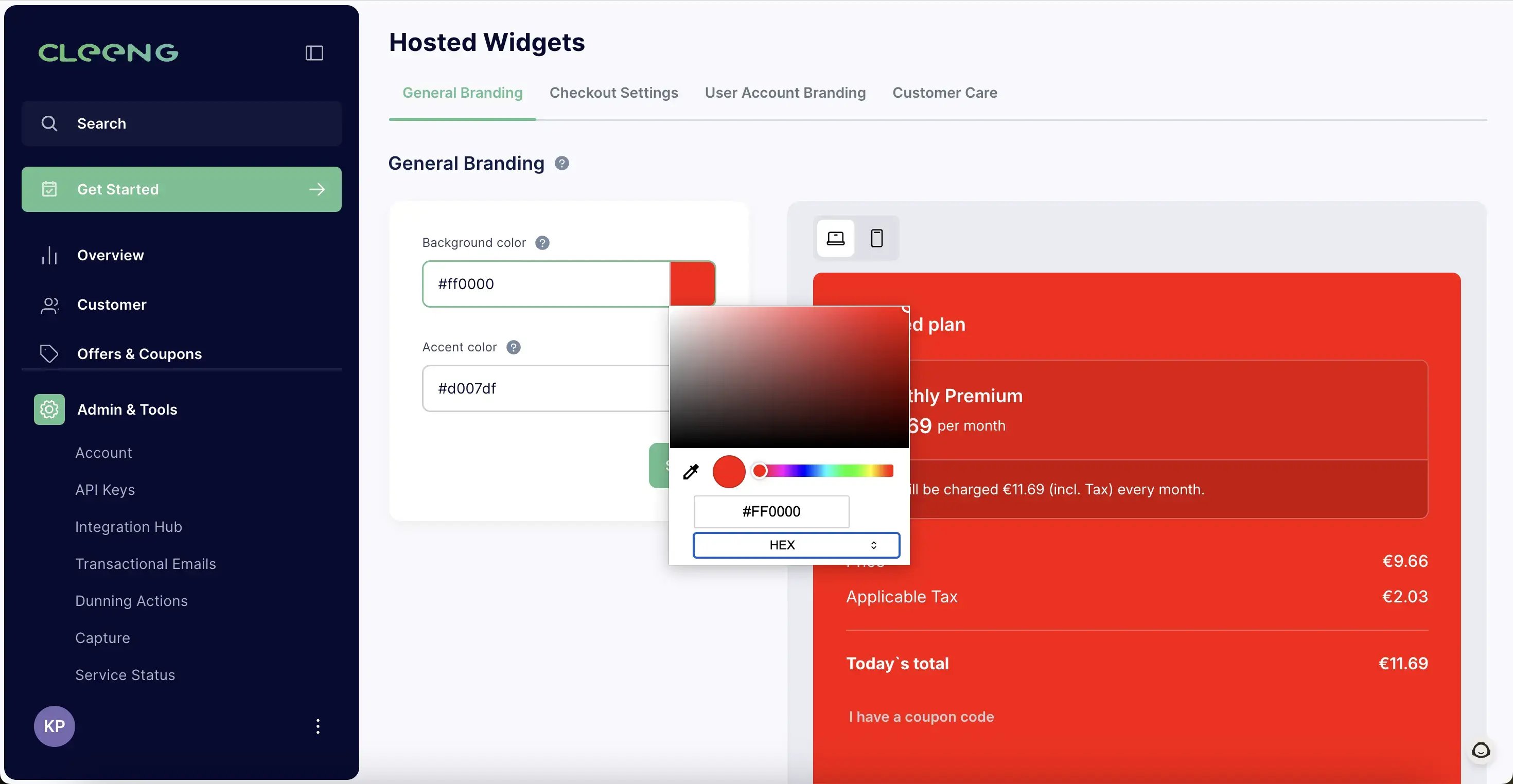 cleeng pro color customization