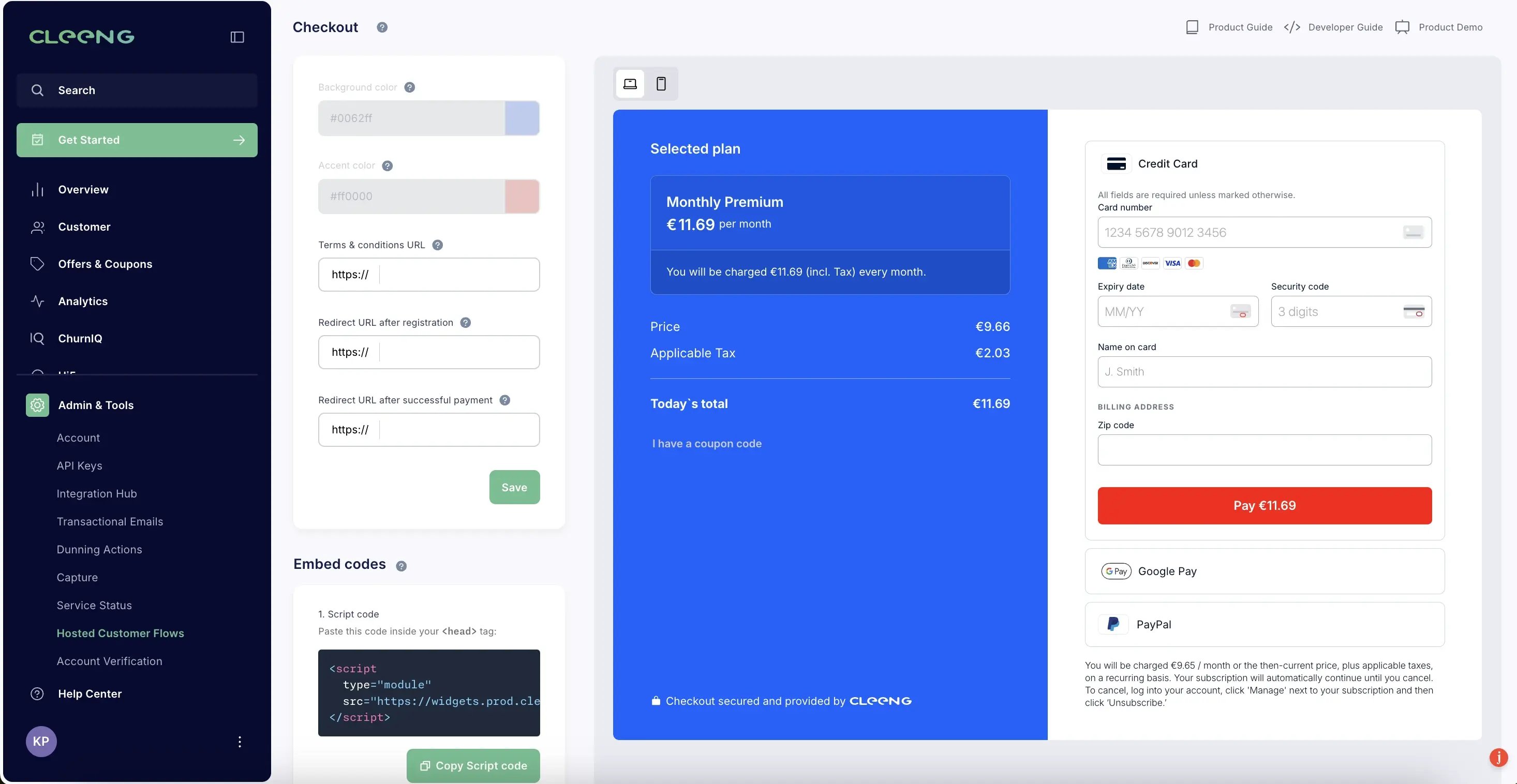 hosted checkout launch customization