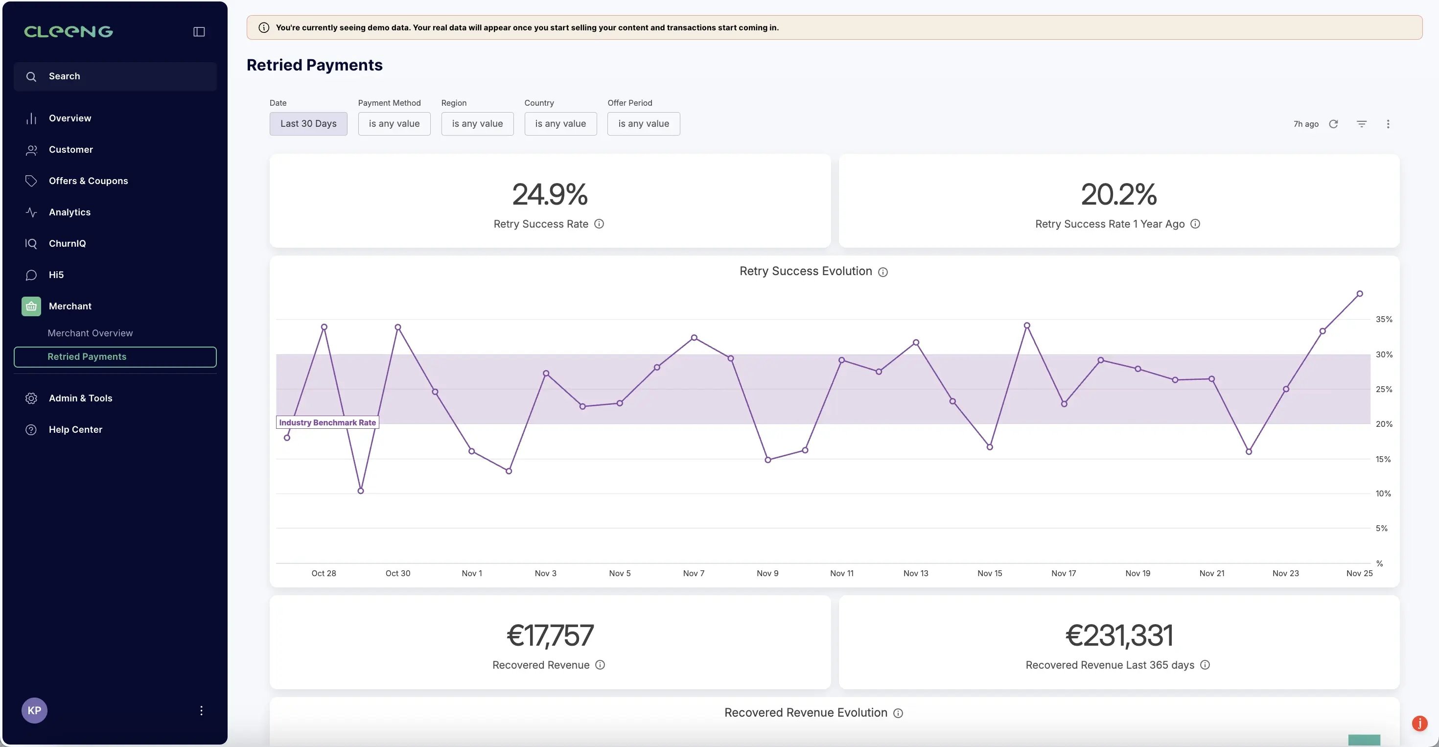 merchant payment retry recovery dashboard