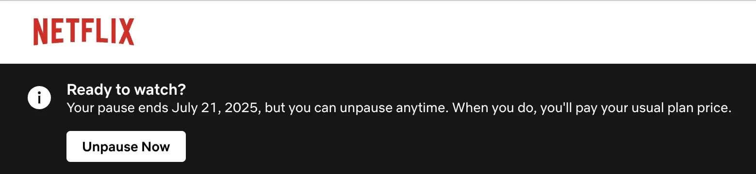 netflix unpause subscription button