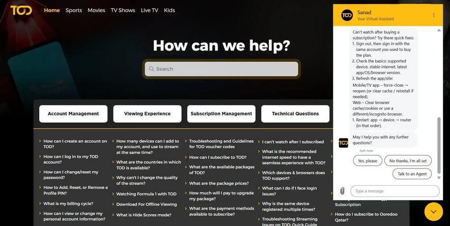 tod help center chatbot