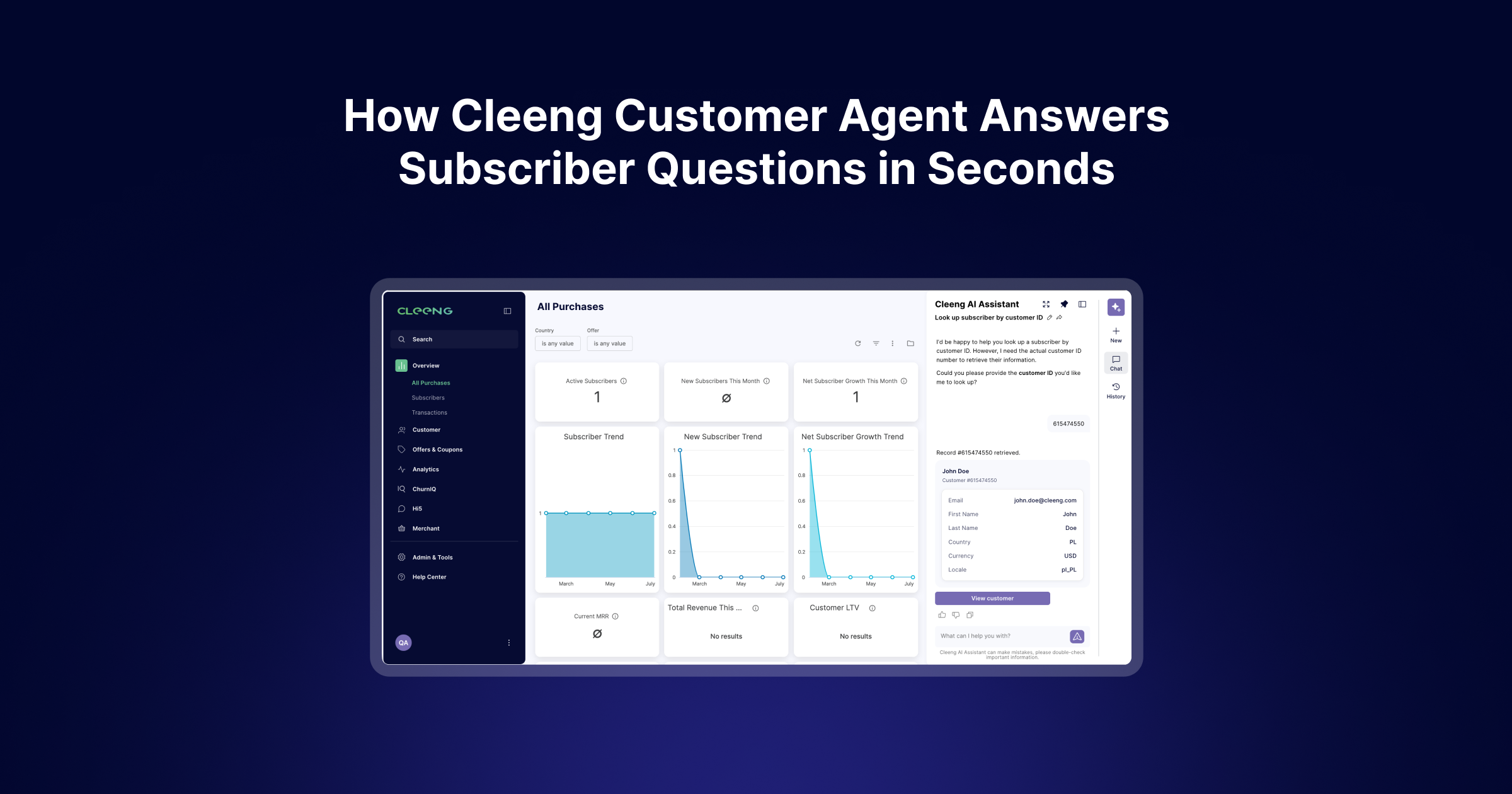 Customer Agent: AI-Powered Subscriber Management Inside Cleeng